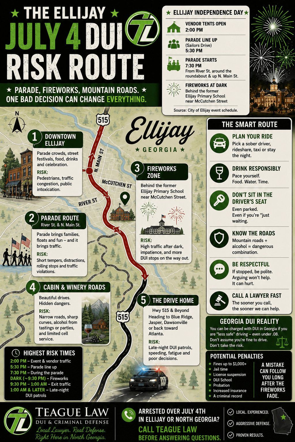 Ellijay July 4 DUI Risk Route